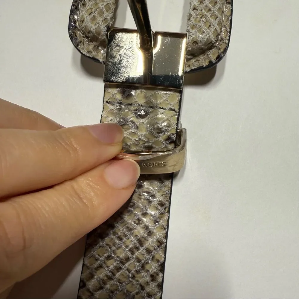 Michael Michael Kors Genuine Leather Snake Belt in Small